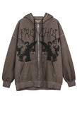 Kukombo Cherub Print Zipper Hoodie