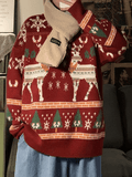 Kukombo Christmas Deer Crew Neck Sweater