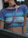 Kukombo Color Block Striped Knit Crop Top