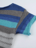 Kukombo Color Block Striped Knit Crop Top