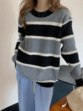Kukombo Color Block Striped Knit Sweater