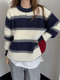 Kukombo Color Block Striped Knit Sweater