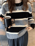 Kukombo Color Block Striped Knit Sweater