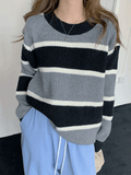 Kukombo Color Block Striped Knit Sweater