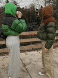 Kukombo Color Block Zip Up Puffer Jacket