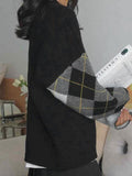 Kukombo Contrast Color Plaid Patchwork Cardigan