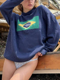Kukombo Contrast Color Print Pull Over Sweater