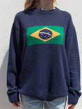 Kukombo Contrast Color Print Pull Over Sweater