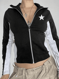 Kukombo Contrast Star Print Zip-Up Jacket