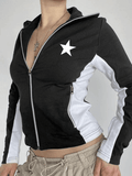 Kukombo Contrast Star Print Zip-Up Jacket