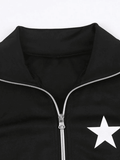 Kukombo Contrast Star Print Zip-Up Jacket