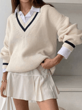 Kukombo Contrasting Trim Vintage Sweater