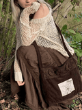 Kukombo Crochet Hollow Long Sleeve Knit Top
