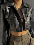 Kukombo Cropped Black Biker Jacket
