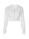 Kukombo Cropped White Zip-Up Hoodie