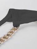 Kukombo Metallic Chain Embellished Shrug Crop Sweater