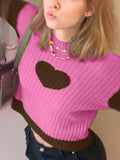 Kukombo Knit Heart Print Slim Sweater