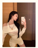 Kukombo Outfit Bodysuit Vintage Women Clothes 90s Korea Streetwear Letter Slim Long sleeves Hoodie Jumpsuit Femme  Aesthetic Harajuku Bodysuits