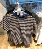 Kukombo Sweet Pink Striped Short Sleeve Tees Women New Casual Slim O-neck Tshirts Tops Female Cute Preppy Style Streetwear T-shirts Y2K