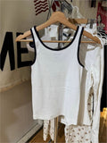 Kukombo Vintage American 14 Print Ribbed Slim Tank Top Women Spring U Collar Sleeveless Cotton Camisole Top Casual Sweet Vest Tops Y2K