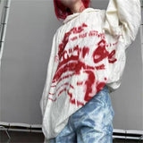 Kukombo Autumn Fashion Gothic Clothing Grunge Top Y2K Dark Punk Hole Chic Designed Hoodies Women Print Loose Streetwear Hoodie Oversized Spring Style 2025