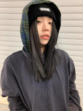 Kukombo  American Vintage Plaid Zip Up Hoodies Women Y2k Streetwear Hooded Sweatshirts Female Kpop Harajuku Long Sleeve Tops ootd