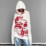 Kukombo Autumn Fashion Gothic Clothing Grunge Top Y2K Dark Punk Hole Chic Designed Hoodies Women Print Loose Streetwear Hoodie Oversized Spring Style 2025
