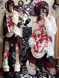 Kukombo Autumn Fashion Gothic Clothing Grunge Top Y2K Dark Punk Hole Chic Designed Hoodies Women Print Loose Streetwear Hoodie Oversized Spring Style 2025