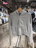 Kukombo Spring Autumn Zipper Pocket Sweatshirt Solid Color Casual Sporty Hoodie Cotton Fashion Women Coat Chic Y2K Harajuku Short Jacket