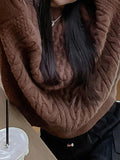 Kukombo Solid Cable Knit Pullover Sweater