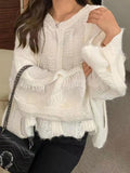 Kukombo Solid Cutout Loose Knit Sweater