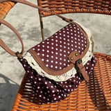 Kukombo 2025 Polka Dot Vintage Bag Casual Canvas Crossboby Bag Lace One-Shoulder Bag ootd