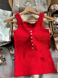 Kukombo Simple All-match Buttons Slim Vest Women Summer Cotton Basic Casual Sleeveless Tank Tops Vintage Sweet Chic Cute Camis Y2K