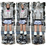 Kukombo Fashionable Subculture Emo Hooded Sweatshirts Women Jacket American Retro Street Style and Y2K Fashion Design Top Harajuku Coats ootd