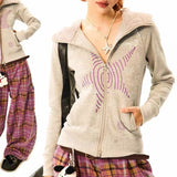 Kukombo Outfit Hoodies Gothic Women Clothes Zip Up Hoodie Star Slim Long Sleeves Tops Winter 90s Vintage Sweatshirt Aesthetic Y2k Jacket Hoody