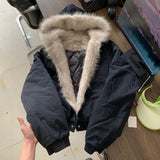 Kukombo Outfit Zip Up Hoodie Kpop Women Clothes Fox Fur Loose Coats Punk Hoodies Vintage Sweatshirts Harajuku Y2k Tops Femme Graphic Jackets