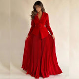Kukombo Customized Retro Jersey Pleat Flower A-line V-neck Midi Dresses Prom Dresses Classic Exquisite Modern Style Pastrol Unisex Chine (PRE-ORDER)