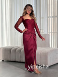 Kukombo Customized Intricate Pleat A-line Square Neck Midi Dresses Evening Dresses Classic Exquisite Modern Style Pastrol Unisex Chinese (PRE-ORDER)