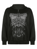 Kukombo Front Zip Printed Hoodie
