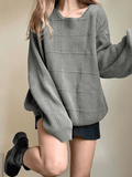 Kukombo Gray Plaid Pullover Knit Sweater