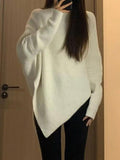 Kukombo High Neck Irregular Hem Sweater