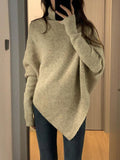 Kukombo High Neck Irregular Hem Sweater