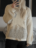 Kukombo Hollow Out Star Crochet Knit Top