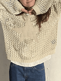 Kukombo Hollow Out Star Crochet Knit Top