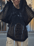 Kukombo Hollow Out Star Crochet Knit Top