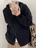Kukombo Hooded Button Front Knit Cardigan