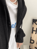 Kukombo Hooded Button Front Knit Cardigan