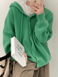 Kukombo Hooded Button Front Knit Cardigan