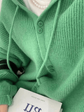 Kukombo Hooded Button Front Knit Cardigan