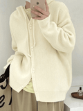 Kukombo Hooded Button Front Knit Cardigan